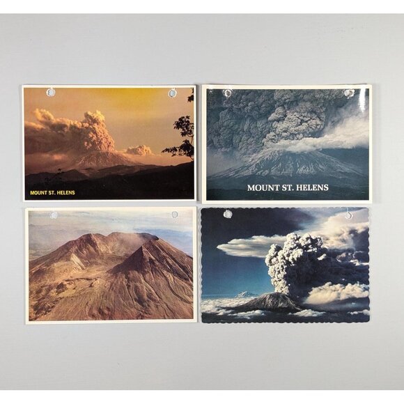 Vintage 1980 Mount St Helens Washington USA Volcano eruption post cards x 4, - Picture 1 of 10